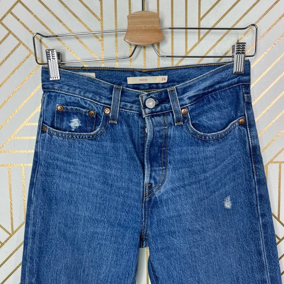 Levi's Wedgie Icon Jeans 100% Cotton‎ Denim Medium Wash Size 24 - Picture 3 of 12